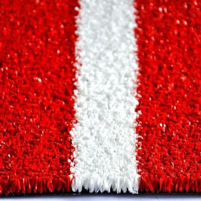 中国 Basketball Floor Or Tennis Flooring Synthetic Turf 10mm Red Color PE Fibrillated Tennis Court Artificial Grass Tile 販売のため