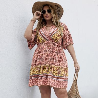 China Wholesale Latin America Style Breathable Plus Size Women Dress Print 2021 Plus Size Dresses For Women for sale