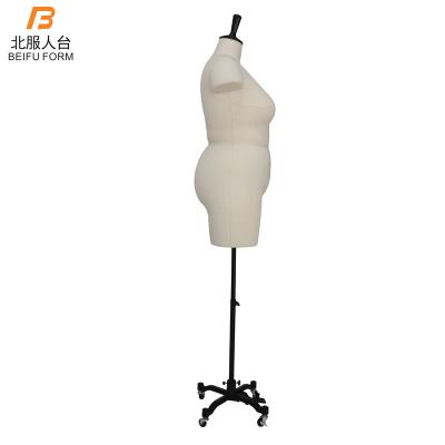 China BEIFU FORM Dummy mannequin female half body dress form torso stand with legs and collapsible arns for draping on sale zu verkaufen