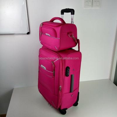 China Polyester 2 Pcs Luggage Set Soft Travel Makeup Suitcase for sale