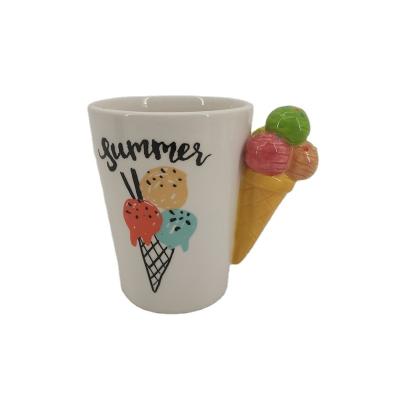 China Sustainable Hot Sale Ceramic Colorful Ice Cream Shaped Mug With Custom Logo For Gifts for sale