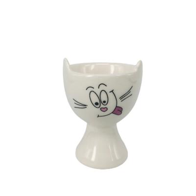 China Viable Designs Egg Cups Trays Cardboard Shape Cat Chicken Egg Cup Ceramic Holder for sale