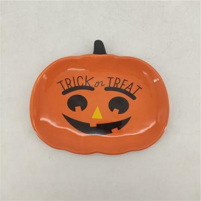 China Sustainable Halloween Decor Ghost Pumpkin Shaped Ceramic Candy Dishes Dishes for sale