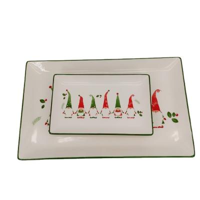 China Large Large Rectangular Custom Ceramic Christmas Dishes Viable For Holidays for sale