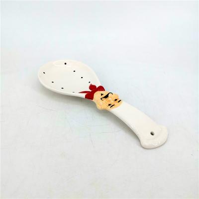 China New Arrival Viable Chef Cook Character Shape Kitchen Serving Hand Painted Ceramic Soup Spoon Holder Rack for sale