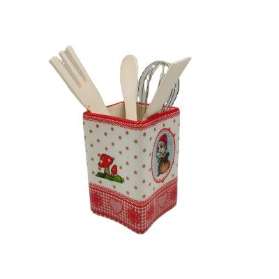 China Sustainable Old Household Kitchen Utensils Products Custom Colorful Ceramic Square Shaped Utensil Organizer Utensil Holder for sale