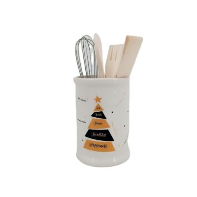 China Christmas Viable Decor Ceramic Kitchen Tool Chopstick Holder Jug Utensil Holder for sale