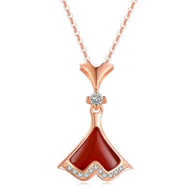 China Fashion Fashion Rose Gold Agate S925 Red Silvery Fishtail Necklace for sale