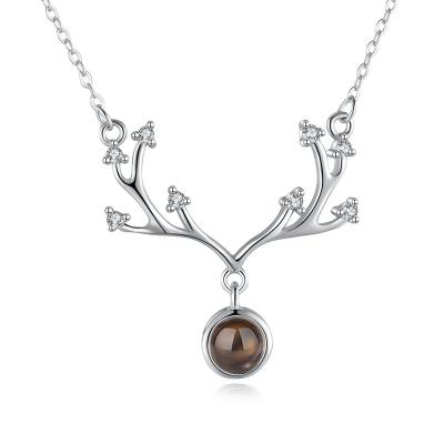 China Chic Romantic Christmas Antler S925 Sterling Silver Necklace for sale