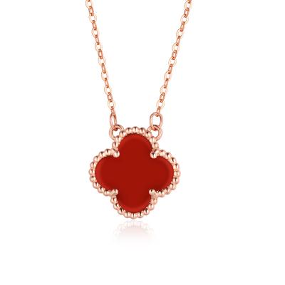 China Fashion Fashion Rose Gold Agate S92 Clover Red Silver Necklace for sale