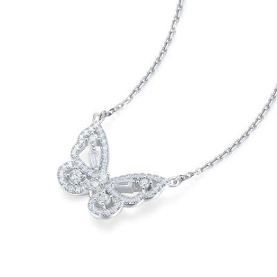 China Fashion High Quality S925 Pure Zirconium Silver Butterfly Pendant Necklace for sale