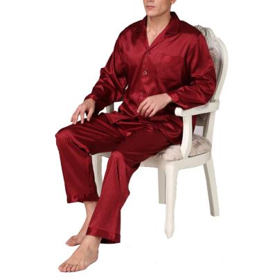 China Fashion QUICK DRY Silk Satin Soft Pajamas Long Sleeves Loungewear Pajamas Man Sleepwear Set for sale