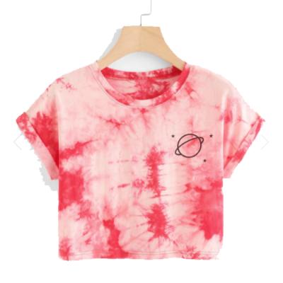 China Latest Design Hot Sale Print Tie Dye T-shirt Women Breathable for sale