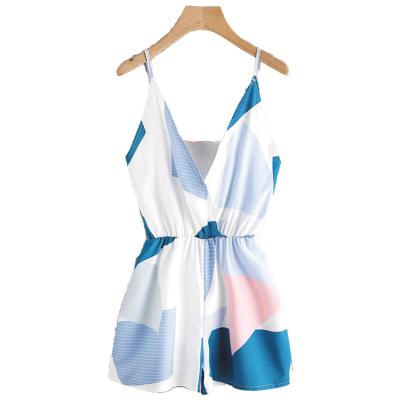 China Random Stylish Surplice Cami Jumpsuits Romper Women Printing Dry Cleaning for sale