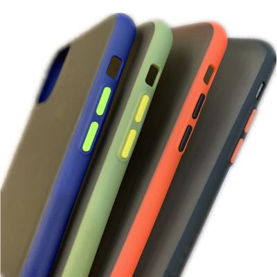 China Soft Colorful Tpu Button Matte Case Pc+tpu Matte Skin Phone Case Cover Frosted Translucent For iPhone X 11 12 Pro Max Cases for sale