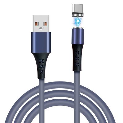 China Colorful Silicone Cable Liquid Silicone 3 Colorful In 1 Magnetic Cable 360 ​​Degree Rotate Magnetic Charging Cable 2.4A for sale