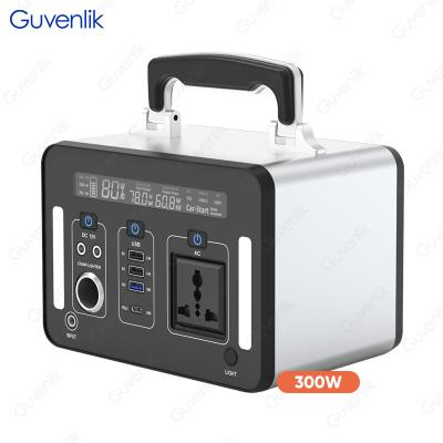 China Guvenlik Li-polymer Battery Power Station 300w Wireless Charging Portable Solar Power Supply for sale