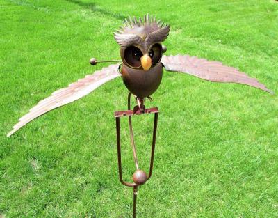 China art & Garden Decoration Metal Animal Owl Art Solar Metal Owl Ornament Metal Craft Owl Garden Ornaments Collectable Unique Craft Solar Art for sale