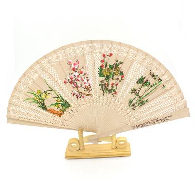 China China Best Selling Popular Wooden Folding Hand Fans Customized Chinese Carved Wooden Folding Hand Fan Manual Hand Fan for sale