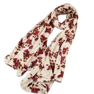 China Custom printed large instant print wholesale hijab floral print malaysia veil scarf tudung chiffon current muslim hijabs women modal bawal for sale