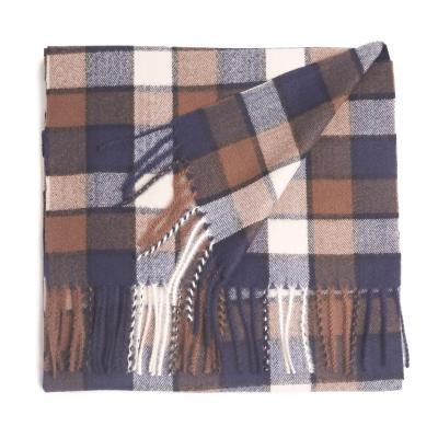 China Wholesale Fashion Elegant Classic Winter Cotton Polyester Blend Silky Feeling Warm Plaid Check Thick Custom Heavy Cashmere Feeling Mens Scarf for sale