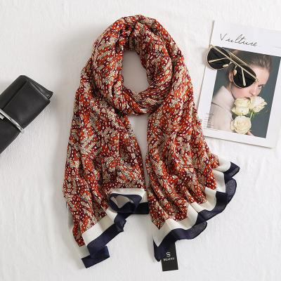 China Popular Korean version of the new H letter stitching cotton and linen scarf 2021 autumn and winter warm decorative scarf of the long for sale