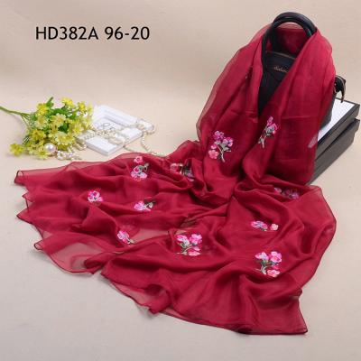 China Large Size Factory Price Long Instant Embroider Chiffon Malaysia Floral Female Hijab Printed Crepe Plain Embroidered Long Scarves for sale