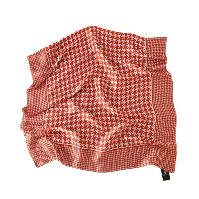 China 2021 Luxury Wholesale Custom Made Matte Square Satin Silk Shawl Silky Feeling Square Scarf Women Print Big Size for sale