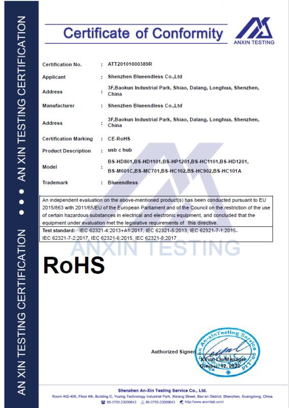 RoHS - Shenzhen Blueendless Co., Ltd.