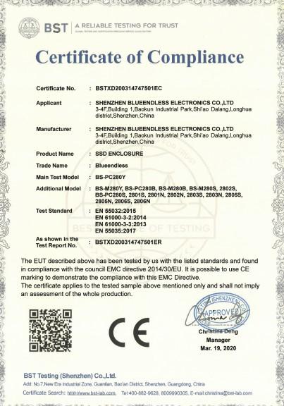 CE - Shenzhen Blueendless Co., Ltd.