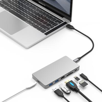 China Hot-swap Aluminum Plug Usb C Hub 7 In 1 Nvme Docking Type C Dock Type SSD M.2 Nvme 7 In 1 Usb Multiport Adapter for sale