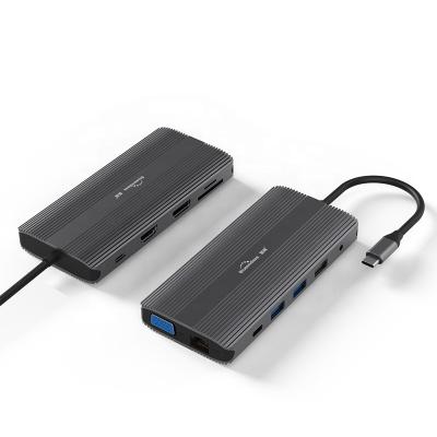 China Blueendless 12 Ports Aluminum Alloy SD 12 Ports USB C Multiport Adapter Type C Hub Card Reader In 1 USB C Hub for sale