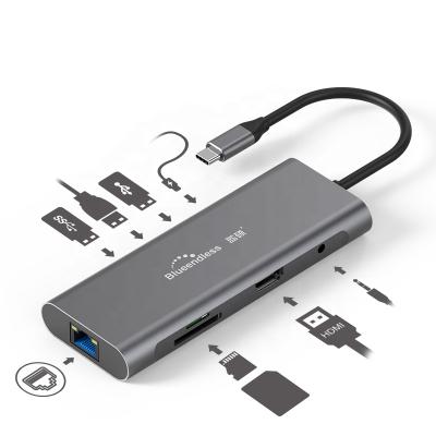 China Mobile Devices .desk C Computer Type 9 in 1 Combo USB 3.0 Multi USB C Hub Slim Slim USB C Hub Adapter Left Docking Station for sale