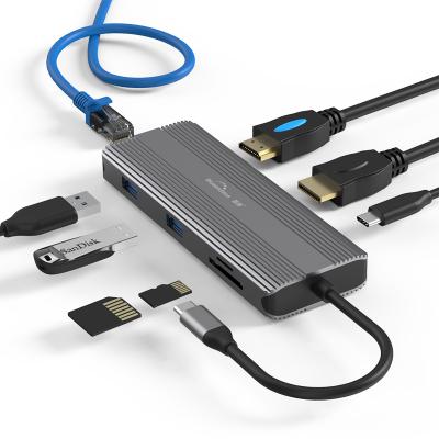 China DP usb c hub hd mi type c adapter usb tipo dc docking station 8 in 1 adapter hub sd hub type-c 8 in 1 d hub 'Usb C for laptop for sale