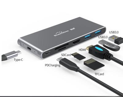 China Muilt function use with more convinents Blueendless type c docking station BS-M601C 6 in 1 type-c adapter usb c hub hub sd multi port hub adapter for sale