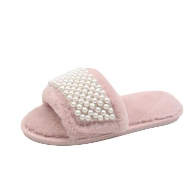 China Wholesale-custom fluffy home slipper floor fashion trend soft warm open toe fur imitation wool fluffy slippers for sale