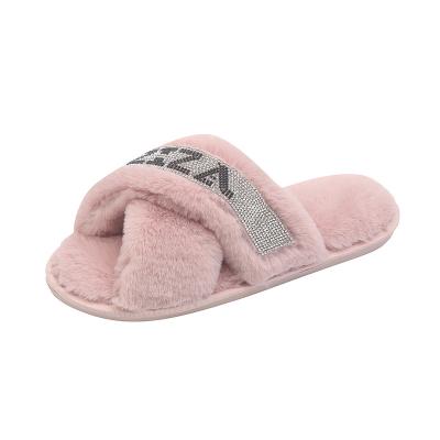 China Hot Selling Fashion Trend Women's Faux Flip Flop Home Slippers Indoor Soft Fur Comfortable Soft Slippers for sale