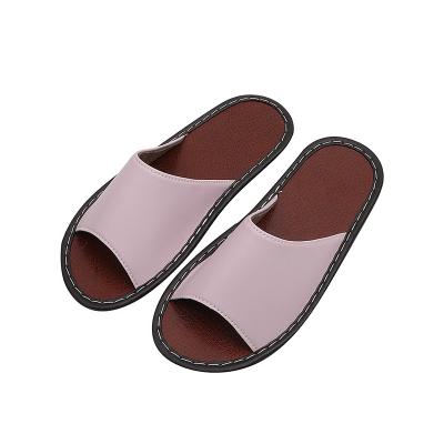 China Lightweight Customized Hot Selling Leather Purple Slippers Soft NO--Slip Home Slippers for Women and Ladies for sale