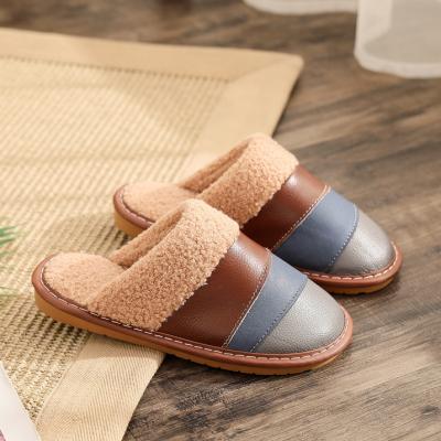 China Wholesale Thermal Home Slipper Children's Flip Flop Teddy Bear Teddy Bear Children's Warm Leather Slipper for sale