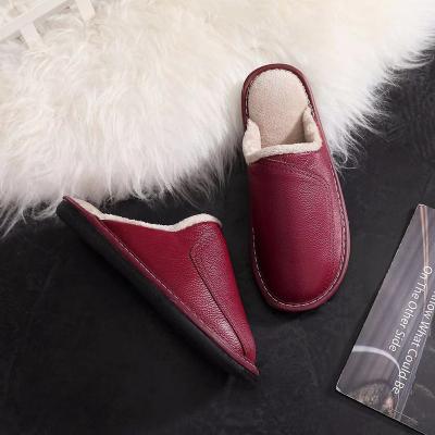 China Fashion trend factory winter stock plush slippers home bedromm indoor housekeepers adult leather slippers for sale