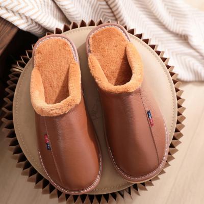 China Custom Genuine Leather Slippers Home Slipper Man Real Unique Soft Warm Rubber Luxury Wholesale Waterproof Men's Fur Slippers for sale