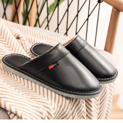 China 2022 Fashion Waterproof Design Customization Indoor and Outdoor Men's Winter PU Slipper Home Warm Men's Slippers for sale