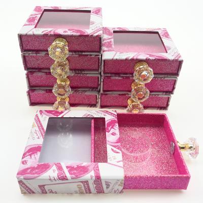 China Wholesale New Custom Logo Gift Drawer False Eyelash Lashes Square Dollar Packaging Box With Handle for sale