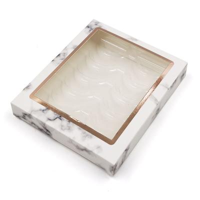 China New Recycled Material Design 5 Pairs 3D Mink Lashes Rose Gold Marble Magnetic Custom Eyelash Box Packaging for sale