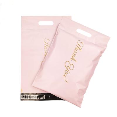 China Custom Logo Printed Courier Pink Adhesive/Based on Eco-Friendly/Sustainable/Strong Poly Logo Printed Shipping Package Postage Parcel Bags Mailing Bag with Handle for sale