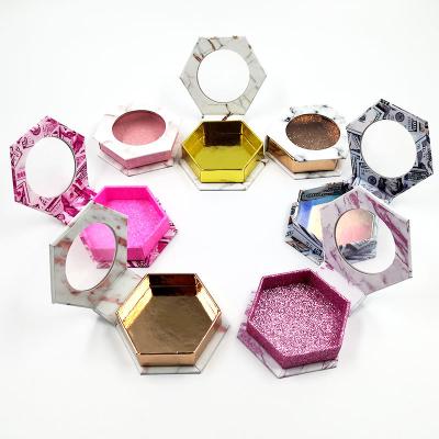 China Custom Printed Hexagon Cosmetic Nude Packaging False Eyelash Lashes Paper Box With Round Window for sale