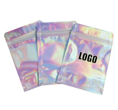 China Recyclable Wholesale Water Proof Nut Snacks Storage Custom Printed Holographic Zipper Packaging Mylar Bags for sale