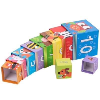 China Educational Toy Eco-Friendly Custom Cartoon Colored Creative Paper Box Stacking Building Blocks Set Other Educational Toys for sale