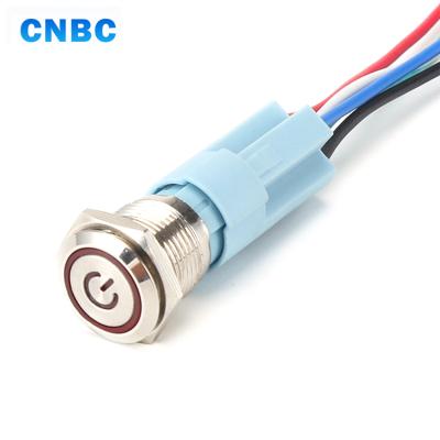 China IP67 waterproof stainless steel metal ring led 24v 110v 12v metal red yellow momentary push button switch with plug for sale