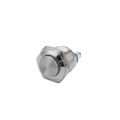 China Stainless Steel 16mm 3A 250V 1NO Non-Illuminated Momentary Round High Head 220v Metal Push Button Switch With Screw Pins for sale